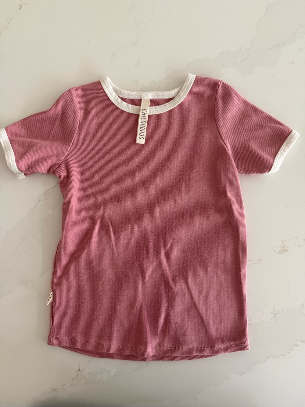Childhoods pink ribbed ringer tee